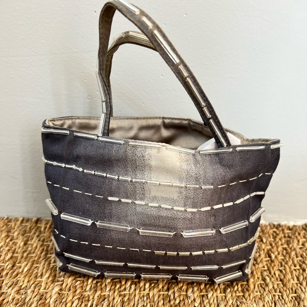 Prada, linen gray ombré and beaded evening bad